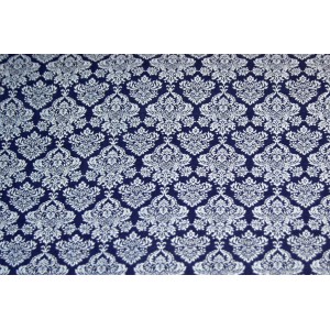 10cm Baumwolldruck Landhaus Ornamente (feste Qualität !)  weiss/dunkelblau (Grundpreis 15,00/m) 